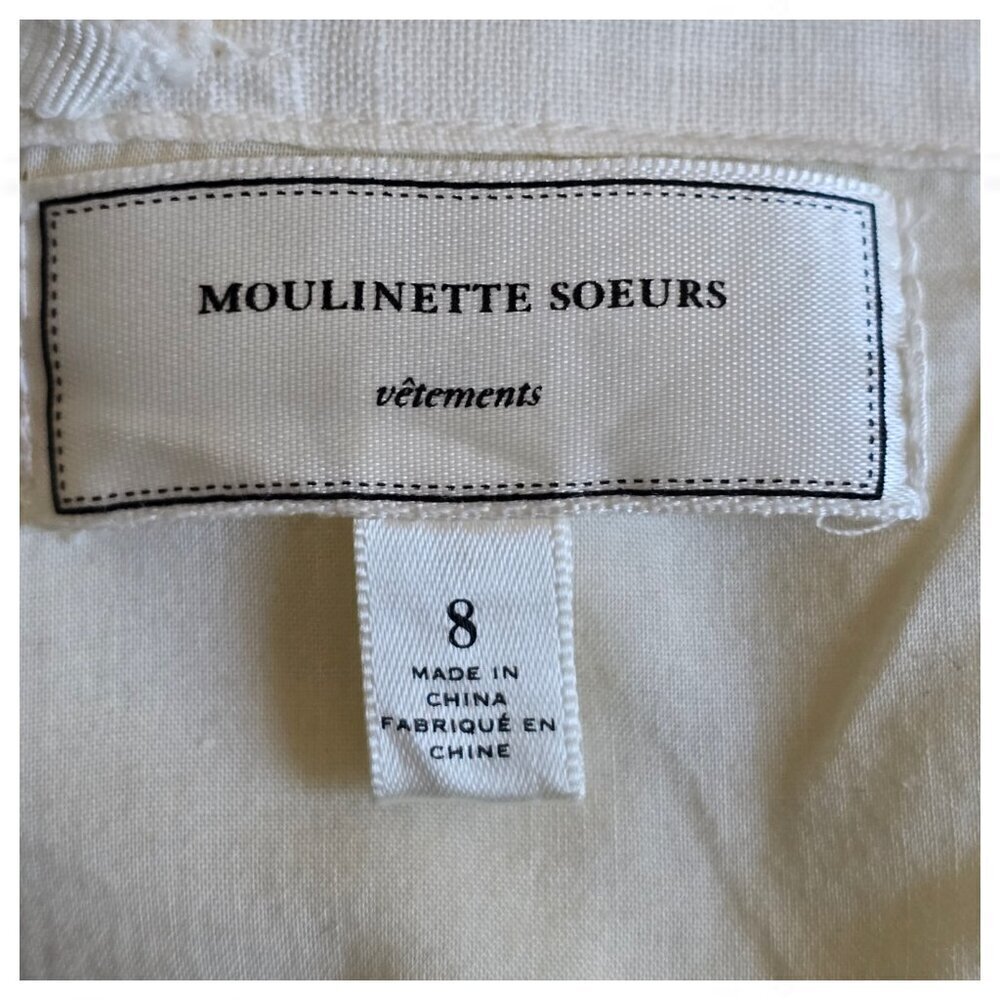 Moulinette Soeurs Strapless Cream Mini Dress with Gold Accents - Picture 4 of 7